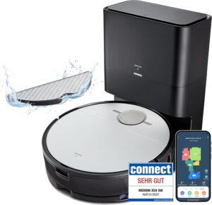 MEDION Robot Vacuum Cleaner X50 SW mit Saugstation und Wischfunktion, Laser-Navigation und starker Saugleistung