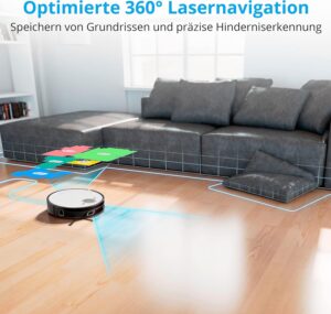 MEDION Robot Vacuum Cleaner X50 SW mit Saugstation und Wischfunktion, Laser-Navigation und starker Saugleistung