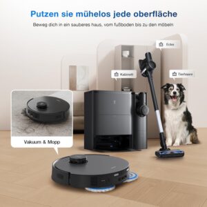 ECOVACS Deebot T30S Combo Staubsauger mit Wischfunktion, ideal für gründliche Reinigung von Böden und Teppichen