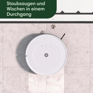 iRobot Roomba Combo Essential Staubsauger und Wischroboter in weiß, der die Reinigungskraft von Staubsaugen und Wischen kombiniert