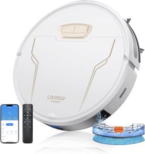 Laresar Clean Robot Vacuum Cleaner, 4000Pa Saugleistung mit Wischfunktion, ideal für Hartböden, Teppiche und Haustiere