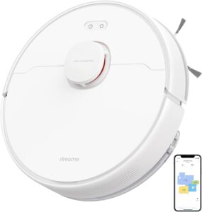 dreame F9 Pro Vacuum Cleaner Robot in Aktion auf einem sauberen Boden mit glänzender Oberfläche  