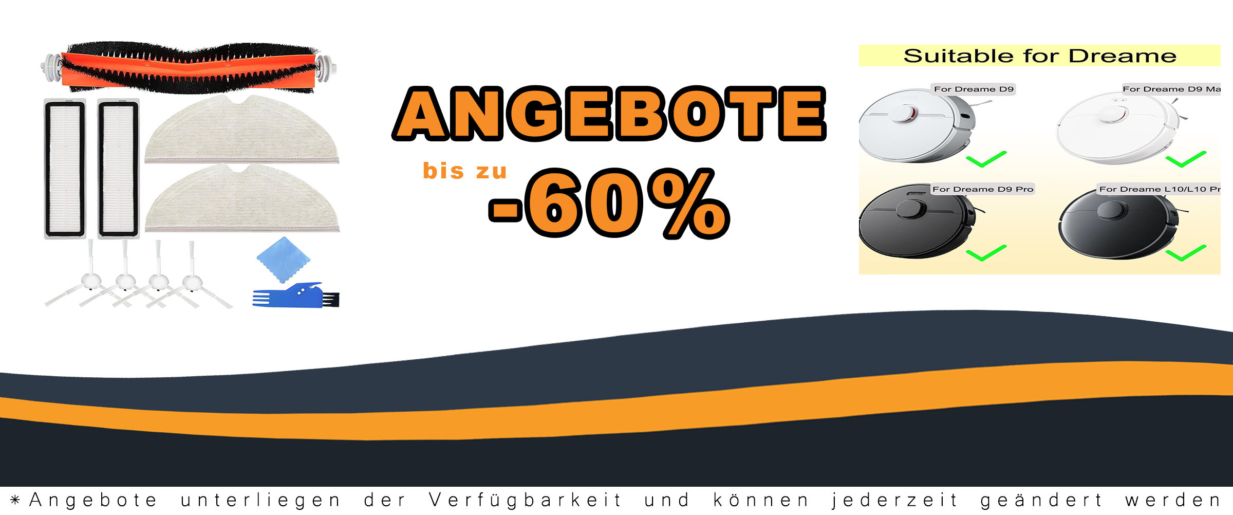 EATBALE Ersatzteile für Dreame D9/L10 Pro Saugroboter – Hauptrollenbürste, HEPA-Filter und mehr